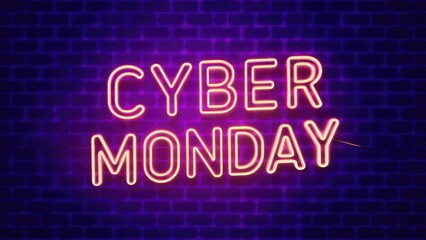 "Looping Neon Glow Effect for Cyber Monday Text on Dark Background"