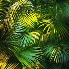 Obraz premium Close-Up Of Lush Palm Leaves In A Vibrant Tropical Setting