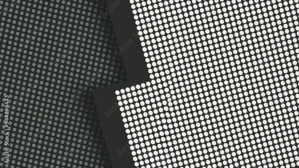 Poster monochrome abstract geometry featuring halftone dot pattern
