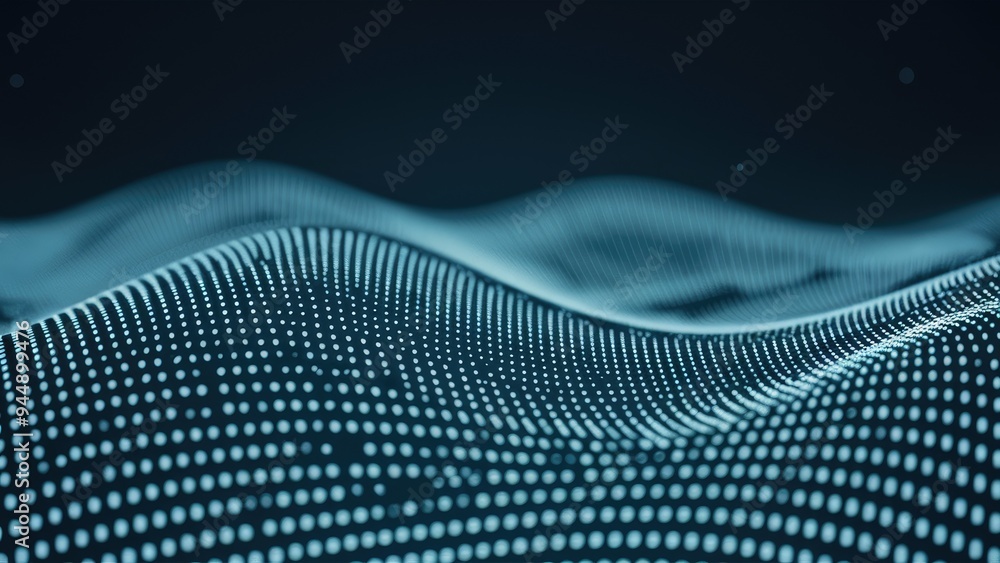 Poster monochromatic dot wave technology texture background - abstract digital data concept