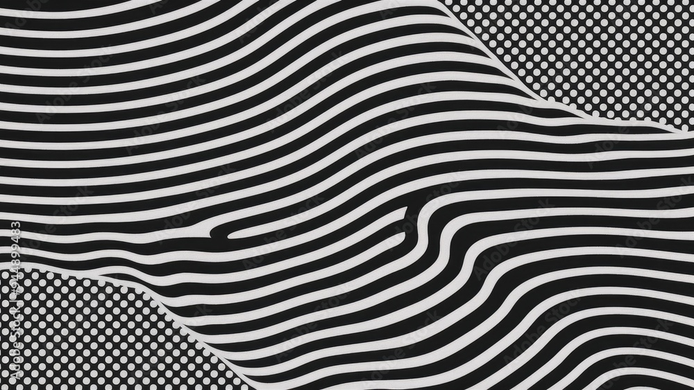 Poster monochrome abstract geometry featuring halftone dot pattern