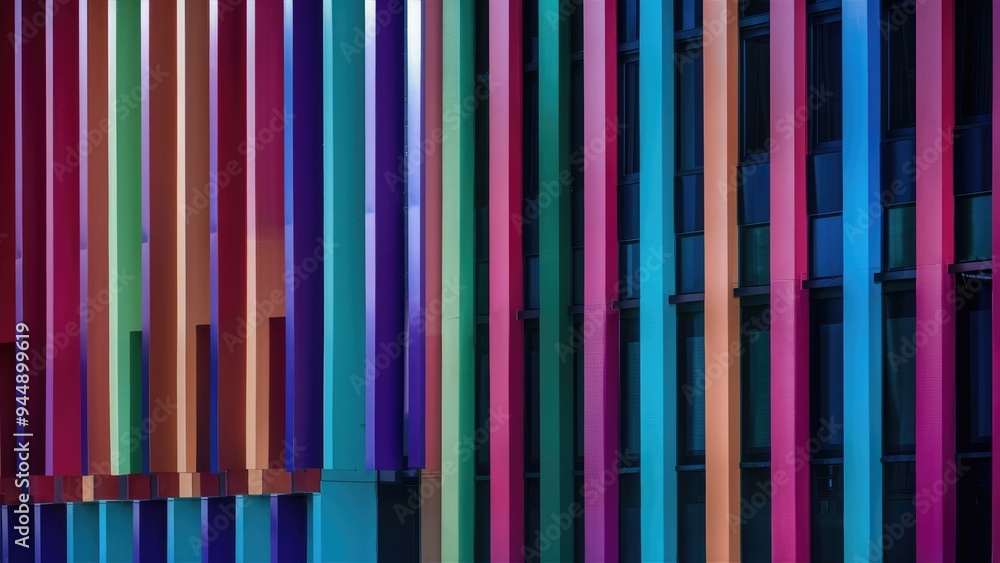 Poster multicolored gradient vertical lines with motion blur background