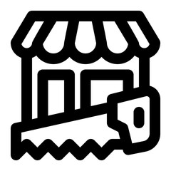 hardware store, hardware, tools, carpentry, retail outline icon
