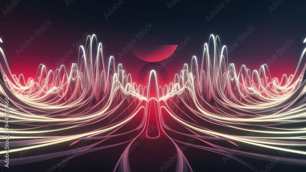 Poster oscillating frequency wave patterns - abstract background for science, education, and research theme