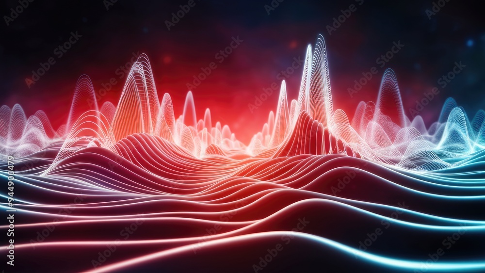 Poster oscillating frequency wave patterns - abstract background for science, education, and research theme