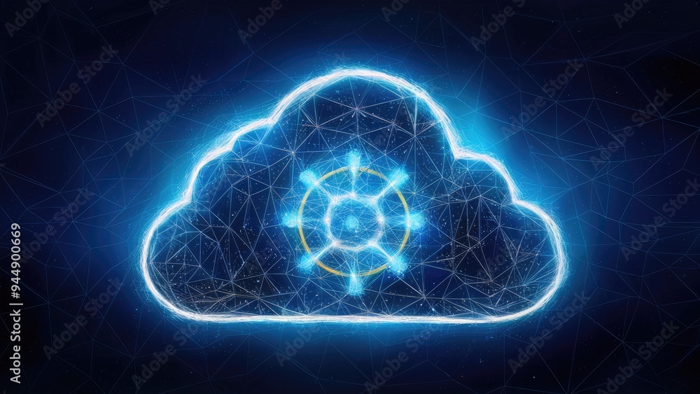 Poster polygonal wireframe art representing constellation in small data cloud technology