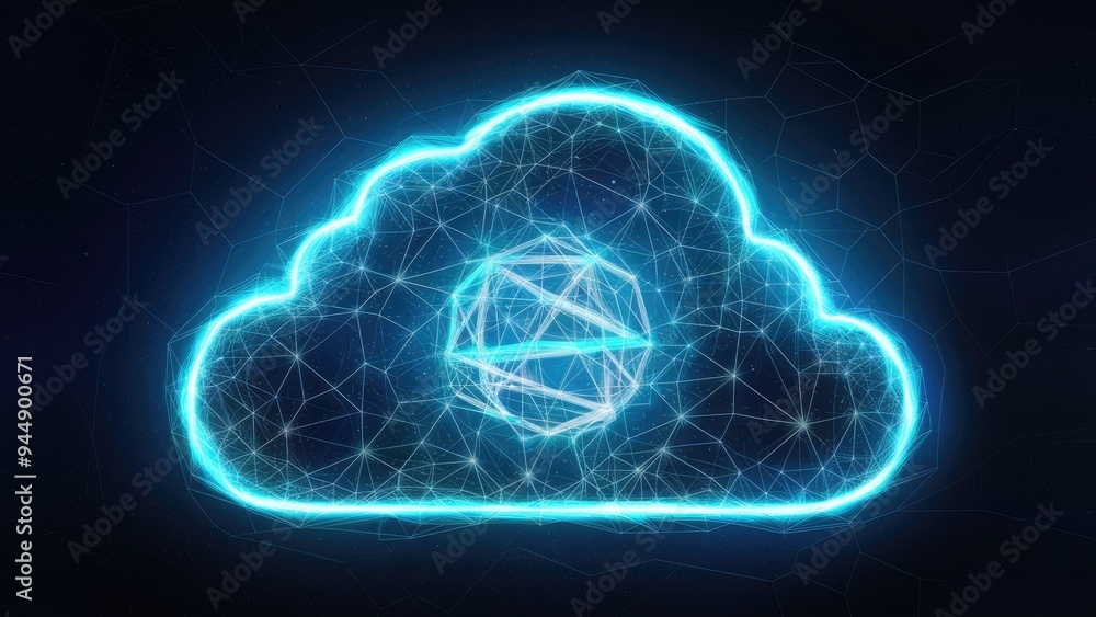 Poster polygonal wireframe art representing constellation in small data cloud technology