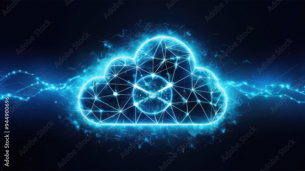 Poster polygonal wireframe art representing constellation in small data cloud technology