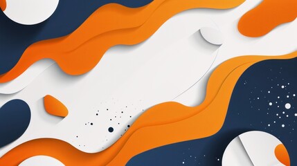 Obraz premium Abstract background with orange and dark blue shapes on white vector graphic design elements in minimalist style