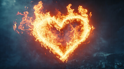 Fiery Heart Burning in Smoke