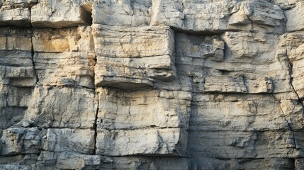 A Close-Up View of a Rugged, Gray and Beige Cliff Face