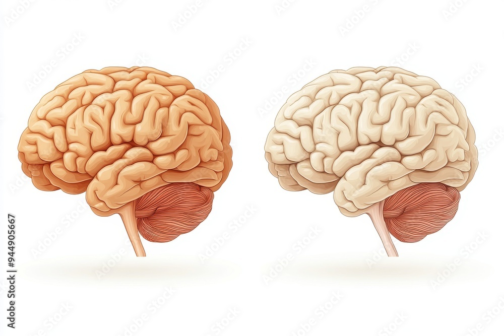 Poster minimalistic 3d rendering of a brain pair highlighting brain functionality cognitive science and hum