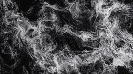 Abstract White Swirls on Black Background