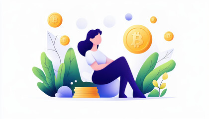Tokenized art and collectibles with charts, NFT valuation analysis, flat design, side view, digital collectibles theme, water color, colored pastel