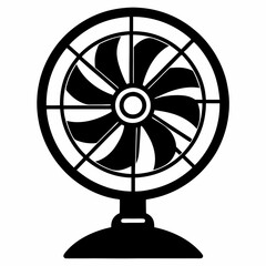 Black Silhouette Electric Fan Vector Art