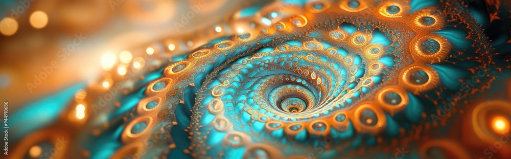 Poster Beautiful mandala depicted in a 3D cartoon rendering Abstract fractal shapes and patterns Mysterious psychedelic relaxation design Dynamic flowing natural forms Sacred geometry elements Infinite u