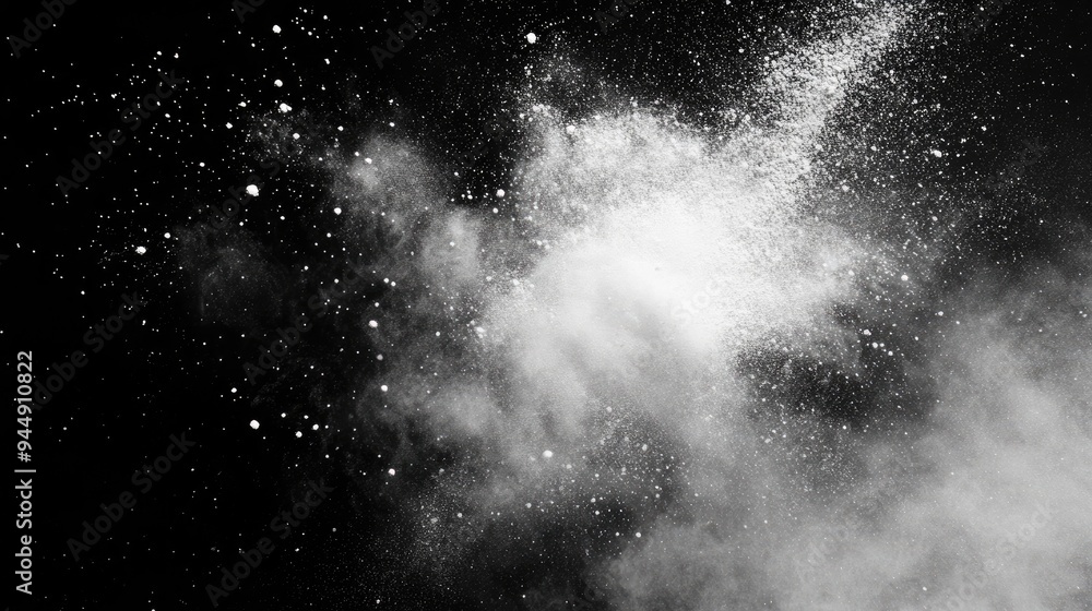 Leinwandbilder freeze motion of white particles on a black background depicted in a 3d cartoon rendering abstract d