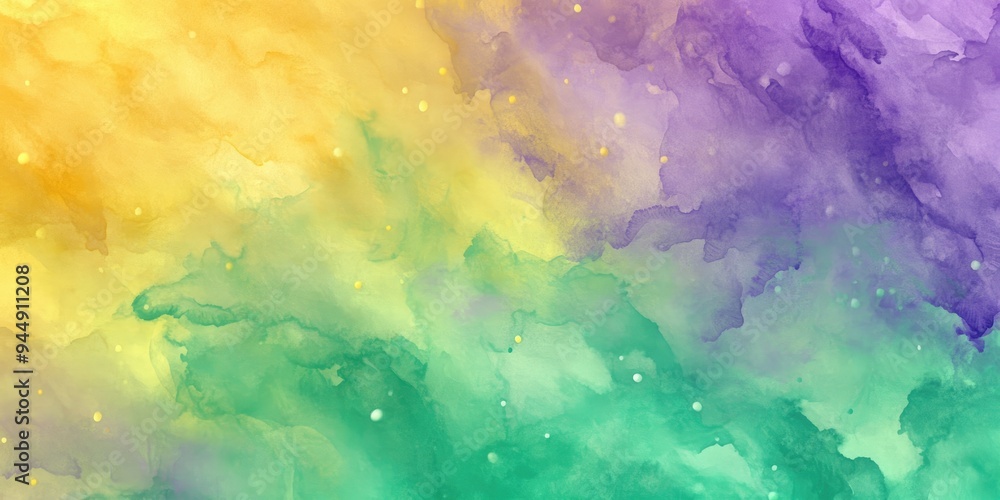 Poster abstract watercolor in green yellow and purple for use in a card banner wallpaper pattern book and f