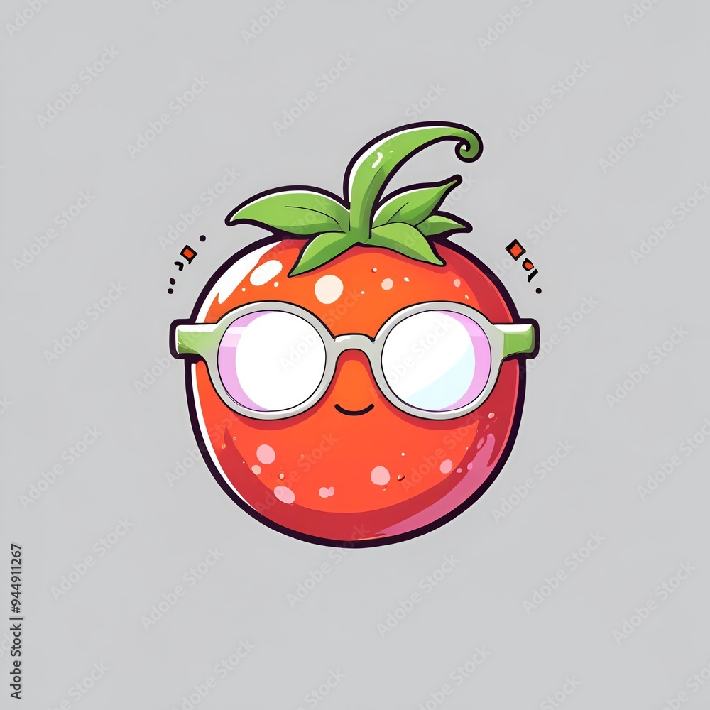 Wall mural cute tomato with glasses