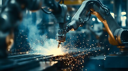 Robotic Welding in Industrial Factory