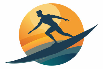 surfing in the beach vector silhouette illustration 