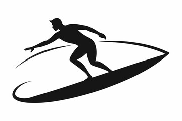 surfing in the beach vector silhouette illustration 