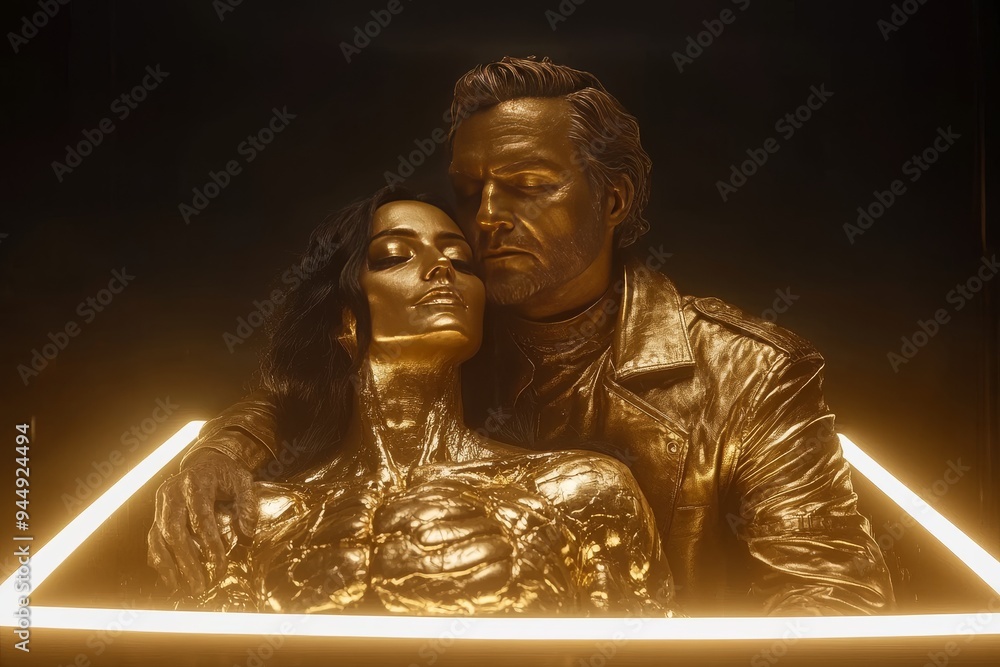 Aufkleber futuristic portrait of a man and woman in a high tech environment highlighting cognitive science art