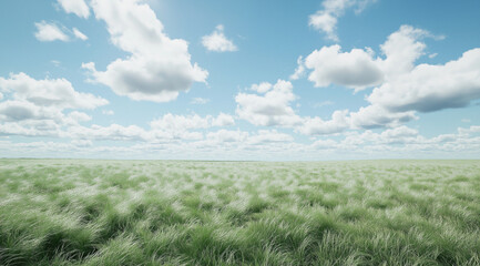Hyperrealistic Grasslands and Clouds Landscape