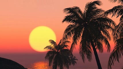 Very beautiful sunset and palm trees