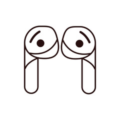 Line art vector earphone illustration, simple design, minimalistic, clean black lines.