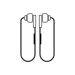 Line art vector earphone illustration, simple design, minimalistic, clean black lines.