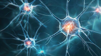 Abstract representation of neurons disconnecting during stroke, neurological damage, medical concept art