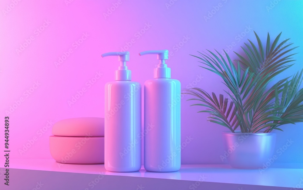 Poster 3d render of empty cosmetic skincare packaging suitable for mock up concept for beauty soap and spa 