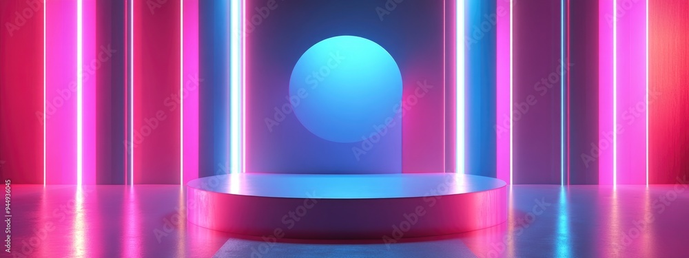 Aufkleber 3D rendering of an abstract geometric background featuring a cylindrical podium minimalistic primitive shapes and a modern mockup providing a blank template for a mesh showcase or display