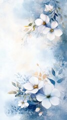 Delicate floral design featuring soft blue and white blossoms on a serene background, perfect for spring-themed projects.