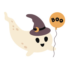 Halloween ghost clipart. Cute ghost clipart. Kids Halloween doodle. Spooky season. Hand drawn vector illustration.