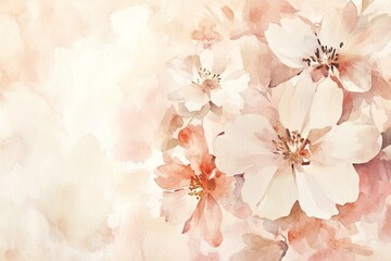 Soft watercolor flowers in delicate shades of pink and white, perfect for adding a touch of elegance and beauty to any design.