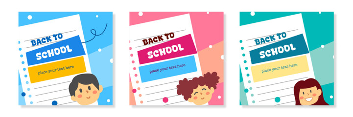 Back to school Instagram social media post background template. concept of education, teaching, September. hand drawn vector doodle illustration