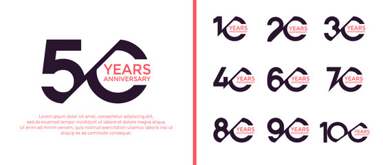 anniversary logo style set, black color with slash can be use for celebration moment