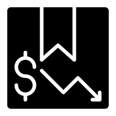 Obraz premium devaluation, markdown, depreciation, decrease, product solid or glyph icon