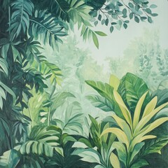 Vibrant green foliage creates a lush, tropical atmosphere, perfect for nature-inspired designs and tranquil environments.