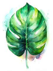 Naklejka premium watercolor tropical leaf