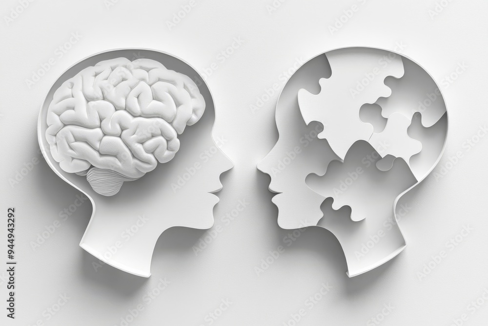 Poster contrasting brain halves in a natural setting discussing the intersection of environment and human c
