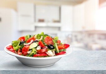 Healthy tasty fresh salad in bowl