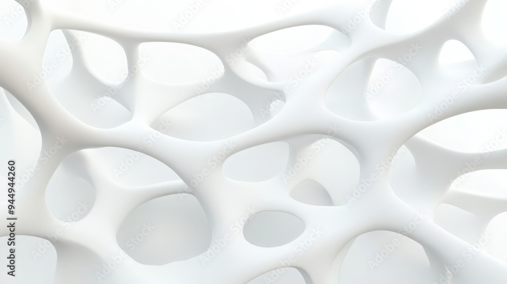 Poster abstract white geometric structure with interconnected organic shapes. modern background design for 