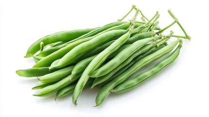 Fresh green beans isolated on white.