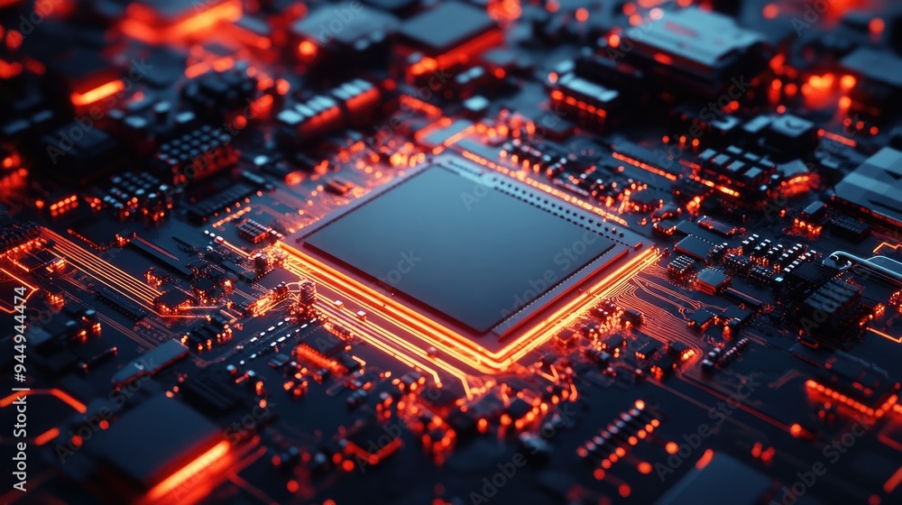 Poster 3d rendering of a conceptual image depicting central computer processors cpu in an abstract design