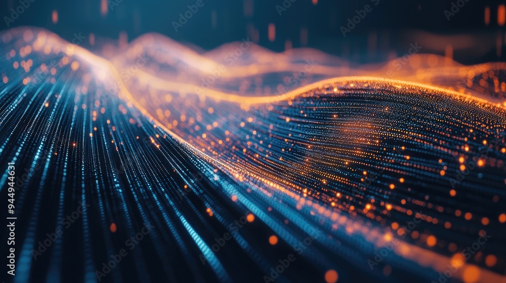 Poster 3d rendering of abstract futuristic dots and lines showcasing a geometric digital connection structu