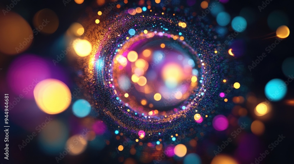 Poster 3d rendering of vibrant fractal lights with luminous effects abstract background featuring shimmerin