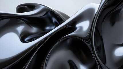 3D rendering of an abstract composition featuring dynamic black curves